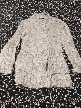 Cozy Cable-Knit Button Cardigan Sweater — Light Gray